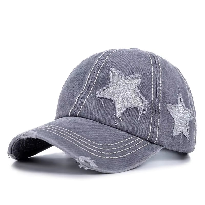 Retro Y2K Star Washed Denim Hole Star Baseball Cap Snapback Hats Autumn Summer Fishing Hat Men Women Caps Casquette Hats Gorras