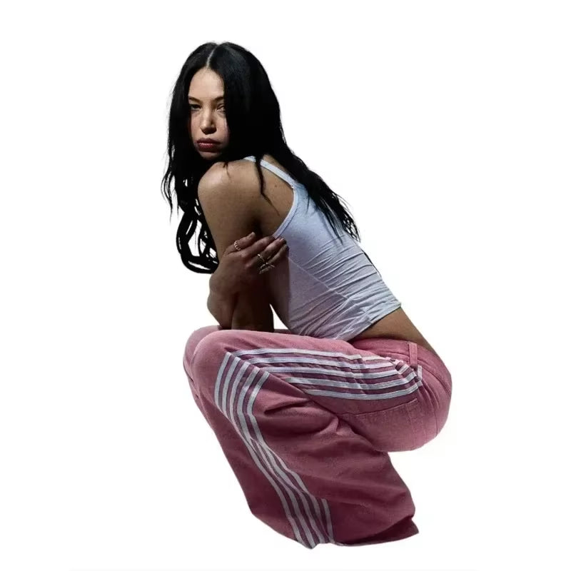 Elevate Your Style with Y2K Baggy Jeans: High-Quality Embroidered Striped Wide Leg Denim for Men and Women - Perfect for Hip Hop and Casual Streetwear