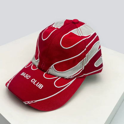 New Unisex Hip Hop Letter Flame Flag Baseball Hats Sunshade Personal Versatile Color Block Peaked Caps Niche Fashion Retro Ins