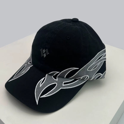 New Unisex Hip Hop Letter Flame Flag Baseball Hats Sunshade Personal Versatile Color Block Peaked Caps Niche Fashion Retro Ins