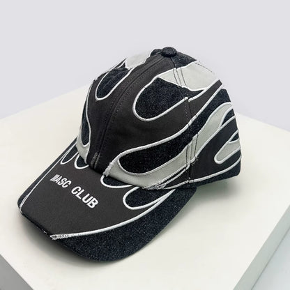 New Unisex Hip Hop Letter Flame Flag Baseball Hats Sunshade Personal Versatile Color Block Peaked Caps Niche Fashion Retro Ins