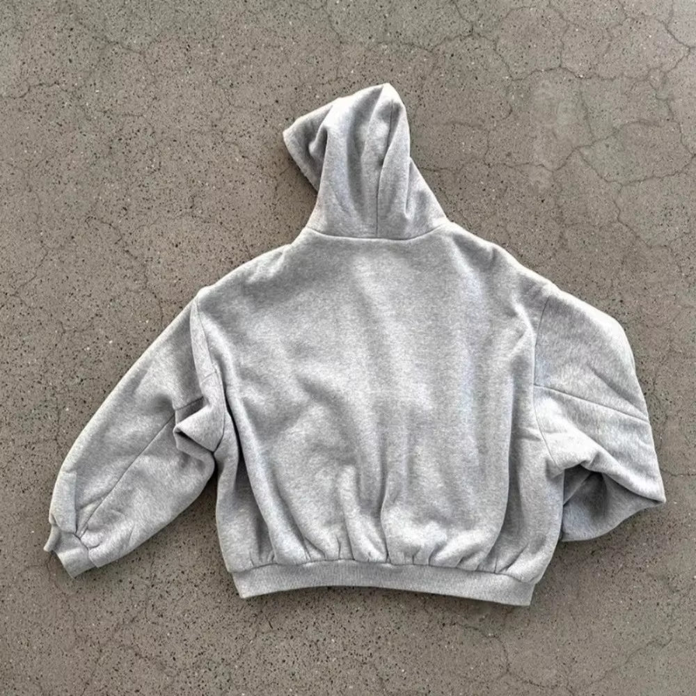 Grey Casual Spring Oversized Reversible Hoodies Women Men Streetwear Clothes Hoodie with Plaid Lining Sweatshirt Streetwear Tops
