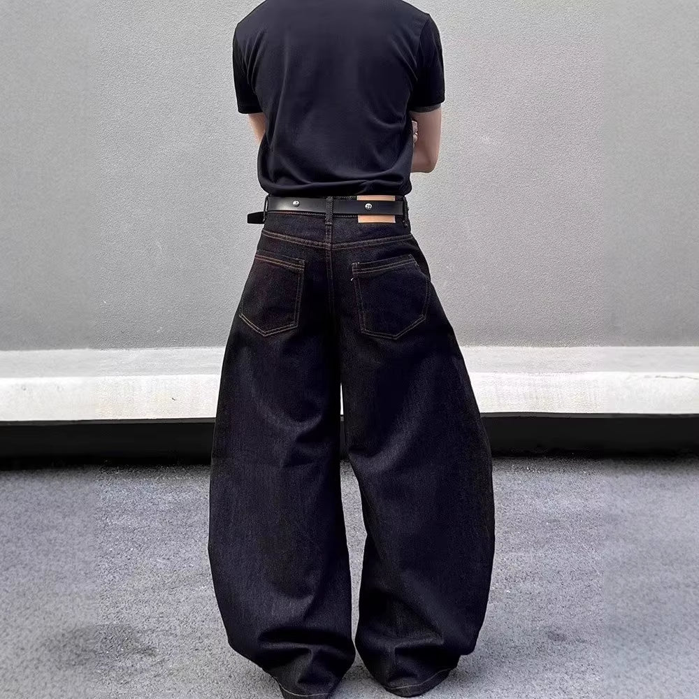 2025 Summer New Men'S Y2K Pocket Decoration Jeans Harajuku Retro Fashion Trend Street Hip-Hop Casual Loose Niche Men'S Bottoms