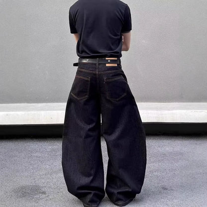 2025 Summer New Men'S Y2K Pocket Decoration Jeans Harajuku Retro Fashion Trend Street Hip-Hop Casual Loose Niche Men'S Bottoms