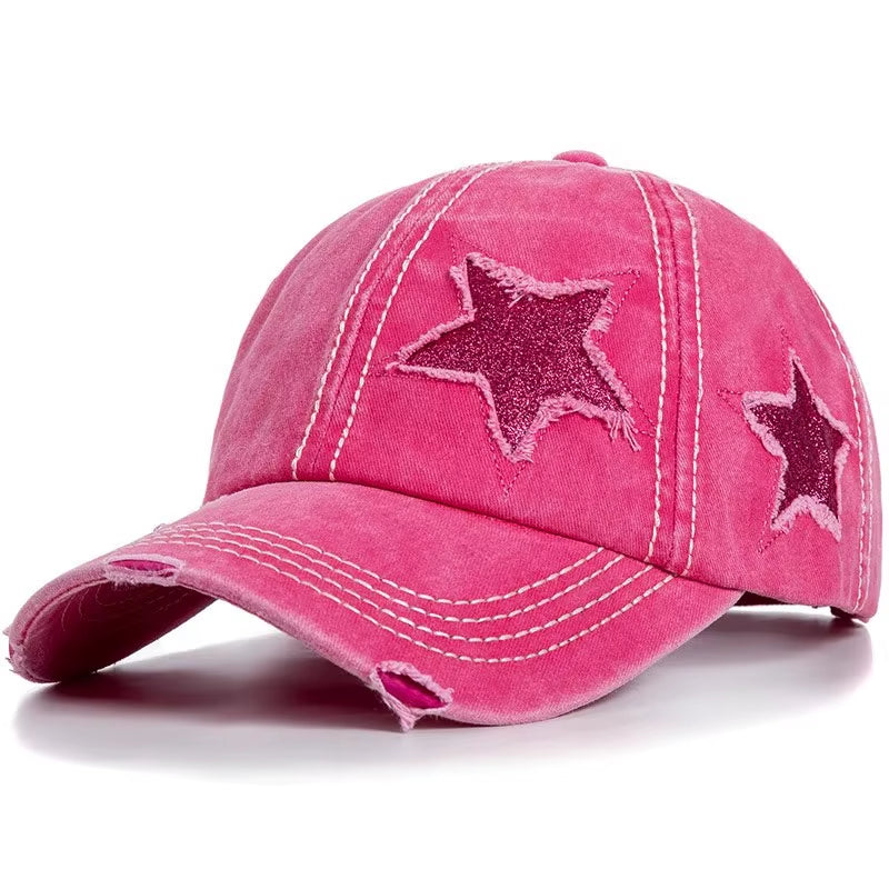 Retro Y2K Star Washed Denim Hole Star Baseball Cap Snapback Hats Autumn Summer Fishing Hat Men Women Caps Casquette Hats Gorras